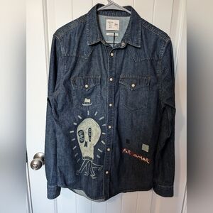 NWOTS ZARA x Milicia Grafica Limited Edition Pearl Snap Skull Mens Medium